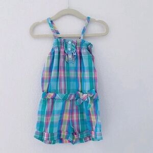 Nautica baby girl blue Plaid Summer romper One piece Size 12-18 months